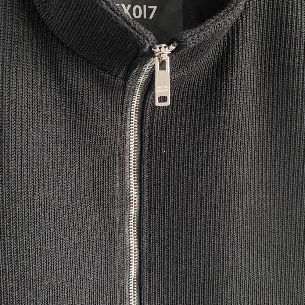 Prada Black Mixed-Media Varsity Bomber Jacket - Picture 7 of 9